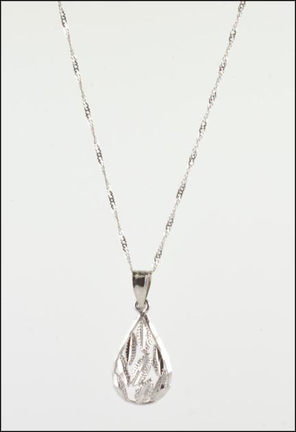 Textured Pear Shaped Pendant in 14K White Gold MAIN