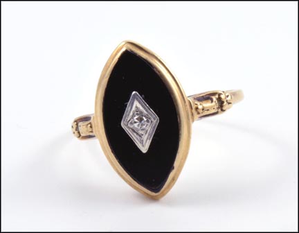 Onyx Diamond Accent Ring in 10K Yellow Gold MAIN