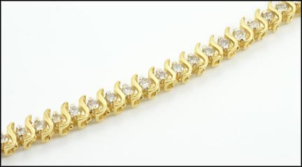 S Link Diamond Tennis Bracelet in 14K Yellow Gold LARGE