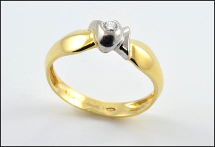 Diamond Solitaire Ring in 14K Yellow and White Gold MAIN