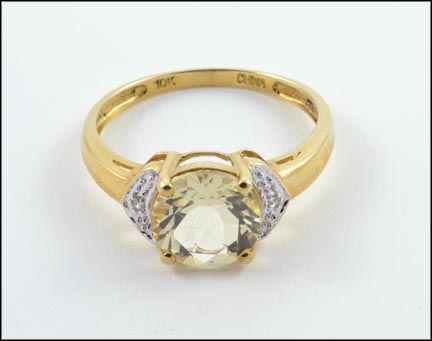 Yellow Quartz Ring Diamond Ring in 10K Yellow Gold MAIN