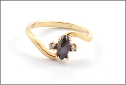 Marquise Cut Star Sapphire Ring in 10K Yellow Gold MAIN