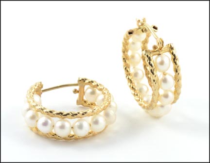 Pearl Hoop Earrings  in 10K Yellow Gold MAIN