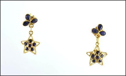 Sapphire Star Earrings in Yellow Gold MAIN