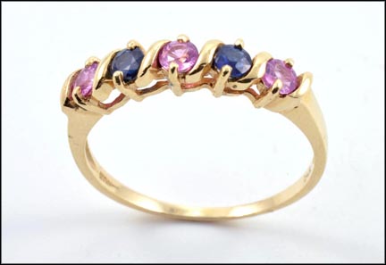 Blue and Pink Sapphire Band in 14K Yellow Gold MAIN