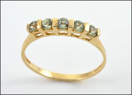 Five-Stone Bar Set Prasiolite Ring in 10K Yellow Gold MAIN