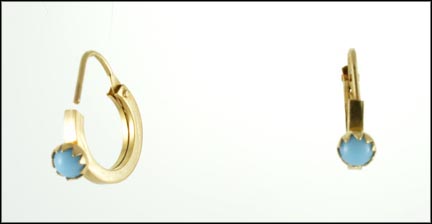Small Round Turquoise Hoop Earrings in 18K Yellow Gold MAIN