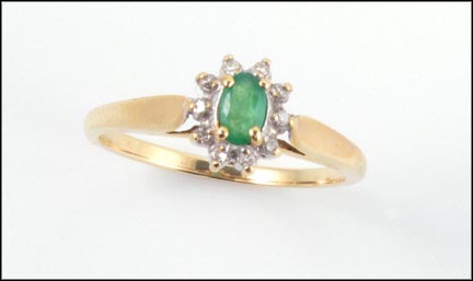 Oval Emerald and Diamond Ring in 10K Yellow Gold MAIN