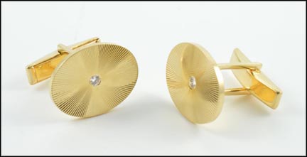 Diamond Cufflinks in 14K Yellow Gold LARGE