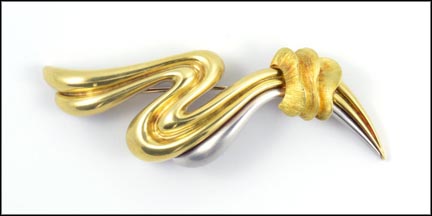 Henry Dunay Sabi Pin in 18K Yellow Gold and Platinum MAIN