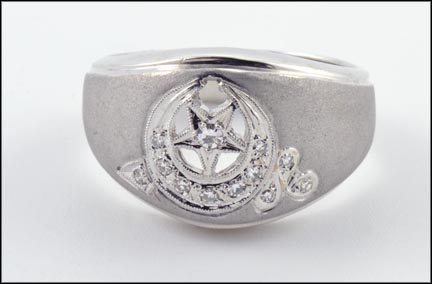 Shriner's Ring in 14K White Gold LARGE