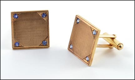 Sapphire Cufflinks in 14K Yellow Gold MAIN