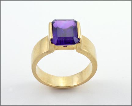 Emerald Cut Amethyst Ring in 14K Yellow Gold MAIN