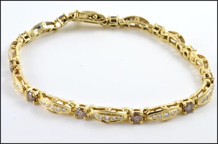 White and Chocolate Diamond Tennis Bracelet in 14K Yellow Gold LARGE