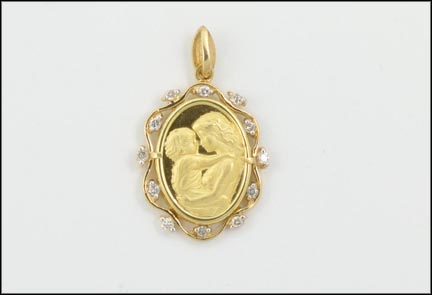Mother and Child Diamond Pendant in 10K Yellow Gold MAIN