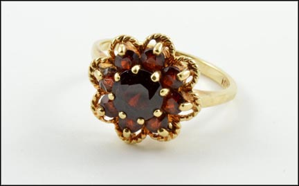 Garnet Cluster Ring in 10K Yellow Gold MAIN