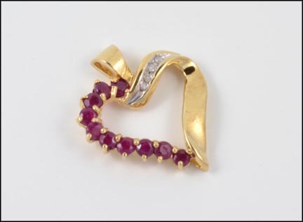 Ruby Heart Pendant in 10K Yellow Gold MAIN
