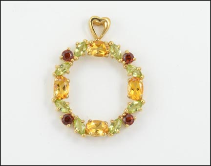 Peridot, Garnet and Citrine Pendant in 10K Yellow Gold MAIN
