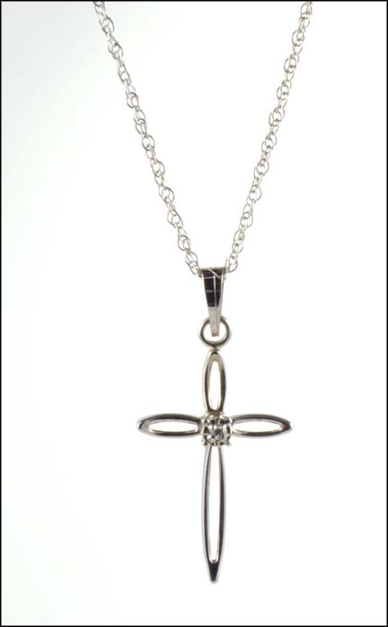 Diamond Cross Neckalce in 14K White Gold LARGE