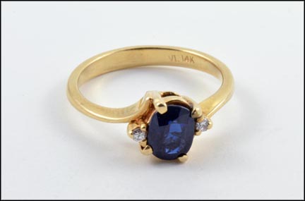 Oval Sapphire and Diamond Ring in 14K Yellow Gold MAIN