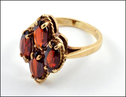 Four Oval Garnet Ring in 10K Yellow Gold MAIN