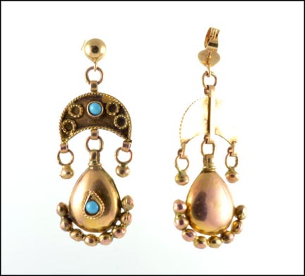 Turquoise Drop Earrings in Yellow Gold MAIN