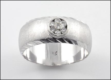 6 mm Brushed Diamond Band in 14K White Gold LARGE