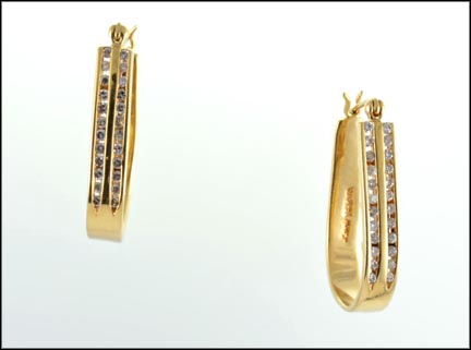 Two Row Channel Diamond Hoop Earrings in 14K Yellow Gold MAIN