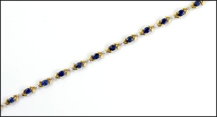Oval Iolite and Diamond Bracelet in 14K Yellow Gold LARGE