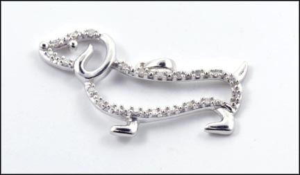 Pave' Diamond Dachshund Pendant in 10K White Gold MAIN