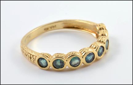 Eight-Stone Bezel Set Tourmaline Ring in 14K Yellow Gold LARGE