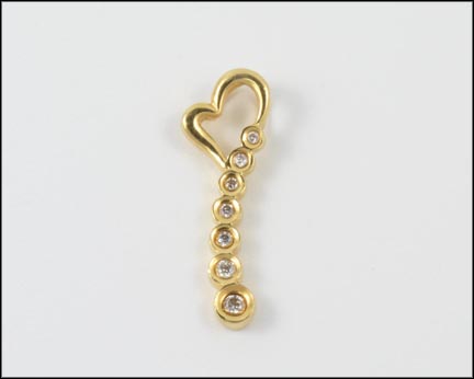 Diamond Heart Pendant in 14K Yellow Gold LARGE