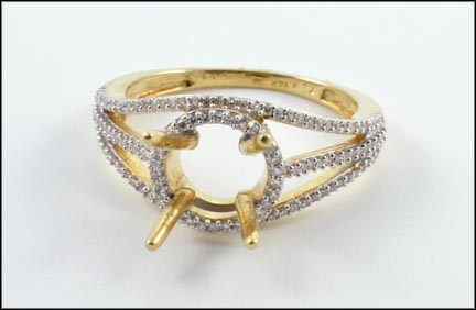 Pave' Semi-Mount Diamond Ring in 14K Yellow Gold MAIN