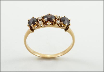 Garnet and Diamond Ring in 10K Yellow Gold MAIN