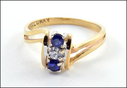 Three-Stone Sapphire Ring in 10K Yellow Gold MAIN