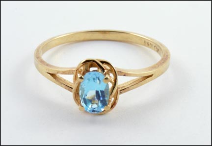 Oval Blue Topaz Ring in 10K Yellow Gold LARGE