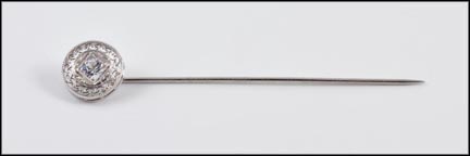 Synthetic Stone Stick Pin in 18K White Gold MAIN