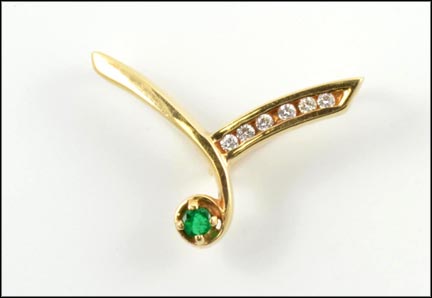 Emerald and Diamond Slide in 14K Yellow Gold MAIN