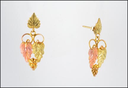 Tri Gold Leaf Earrings in 10K Tri-Color Gold MAIN