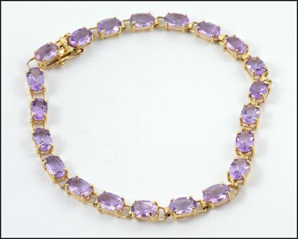 Oval Cut Amethyst Bracelet in 14K Yellow Gold LARGE
