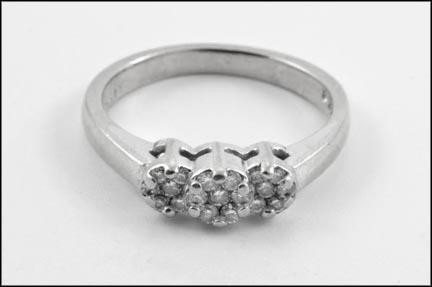 Three Station Diamond Ring in 14K White Gold MAIN
