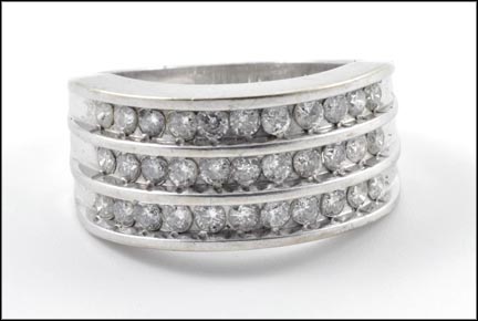 Three Row Channel Diamond Band in 14K White Gold MAIN