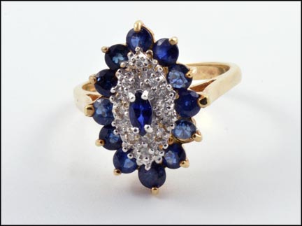 Sapphire and Diamond Ring in 10K Yellow Gold MAIN