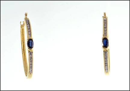 Oval Sapphire and Diamond Earrings in 14K Yellow Gold MAIN