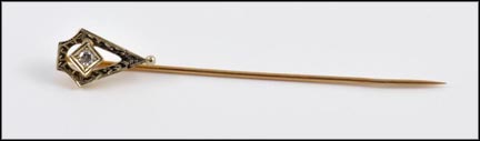 Round Brilliant Cut Diamond Stick Pin in 14K Yellow Gold MAIN
