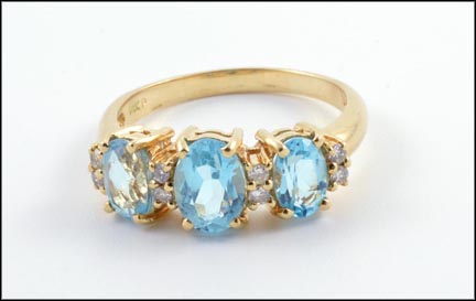 Oval Blue Topaz Ring in 14K Yellow Gold LARGE
