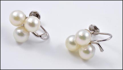Pearl Non-Pierced Earrings in 14K White Gold MAIN