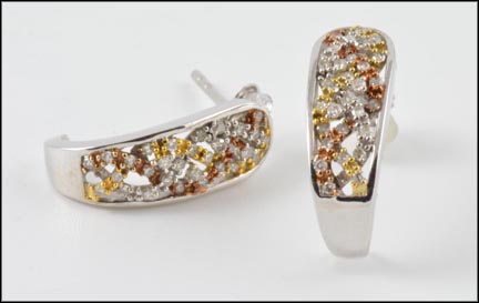 Tri-Gold Diamond Earrings in 14K Tri-Color Gold LARGE