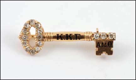 1923 Key Sorority Diamond Pin in Yellow Gold LARGE