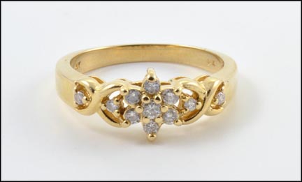 Floral Design Diamond Ring in 14K Yellow Gold MAIN